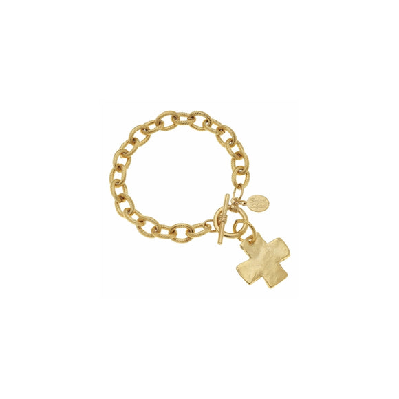 Gold Cross Toggle Bracelet