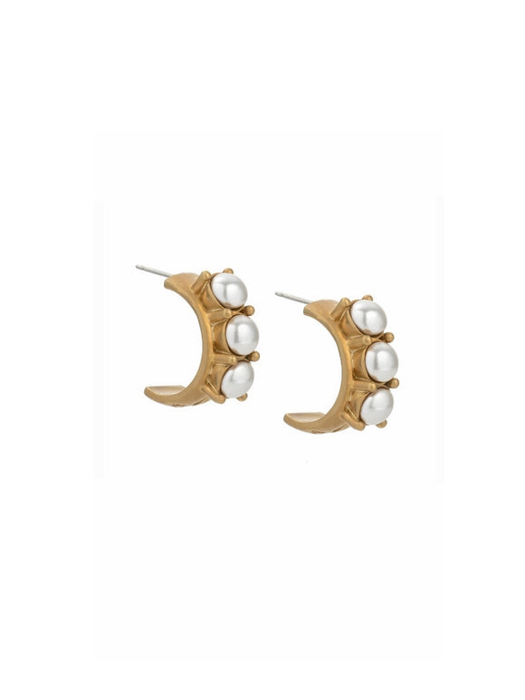Pearl Triple Swarovski Earrings (32867)