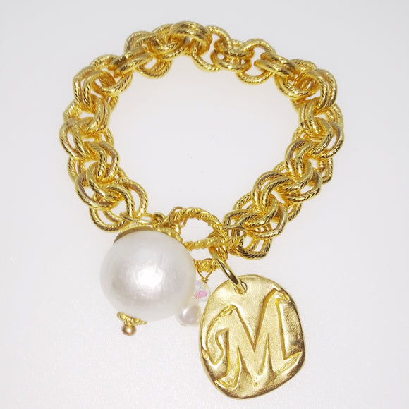 Cotton Pearl Toggle Bracelet w/M (2450M)