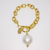 Cotton Pearl Toggle Bracelet, gold