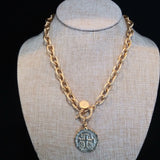 Peruvian Coin Toggle Necklace, gold