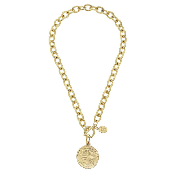 Peruvian Coin Toggle Necklace, gold