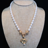 Gold Elephant Pearl Necklace (3221eg)