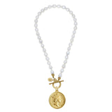 Queen Elizabeth Coin Necklace, Pearls