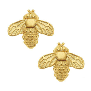 Gold Bee post earrings