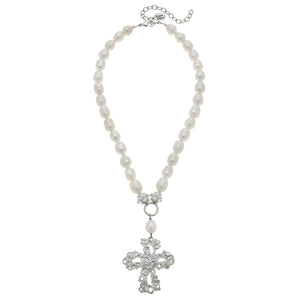 Barcelona Cross Necklace, silver