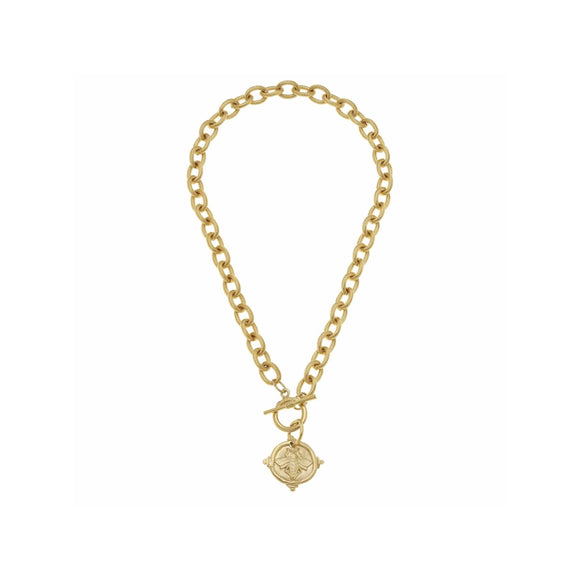 Bee Intaglio toggle necklace, gold