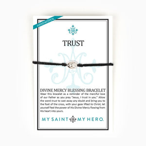 Divine Mercy Trust Blessing Bracelet, gold/black