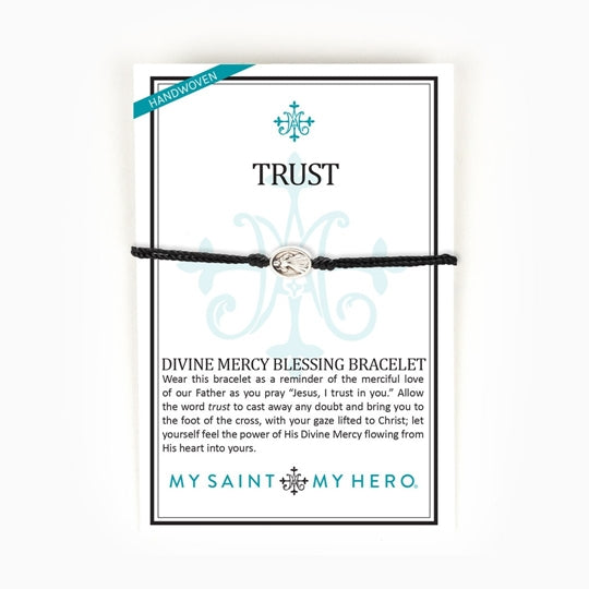 Divine Mercy Trust Blessing Bracelet, gold/black