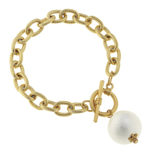 Cotton Pearl Toggle Bracelet, gold